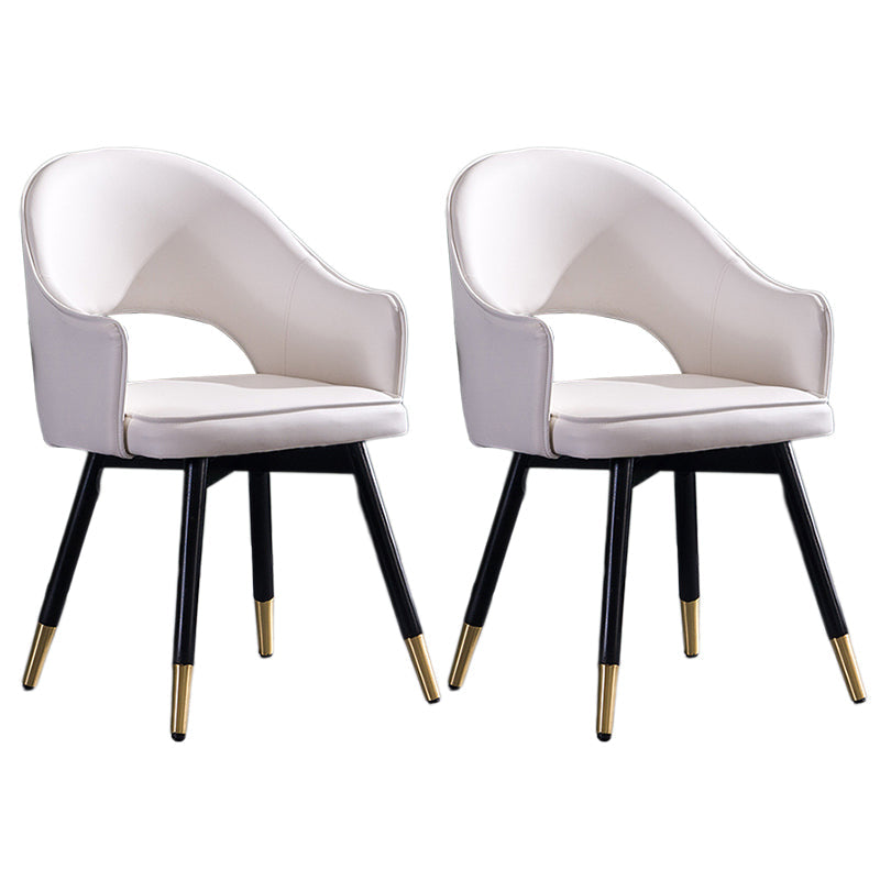 Glam PU Leather Dining Chairs Open Back Dining Side Furniture in Matte Finish White 2 Piece Set Clearhalo 'Dining Chairs' 'Dining Tables & Seating' 'dining_chair' 'furn' 'furn_dining_chair' 'Furniture' 'Kitchen & Dining Furniture' 5409099