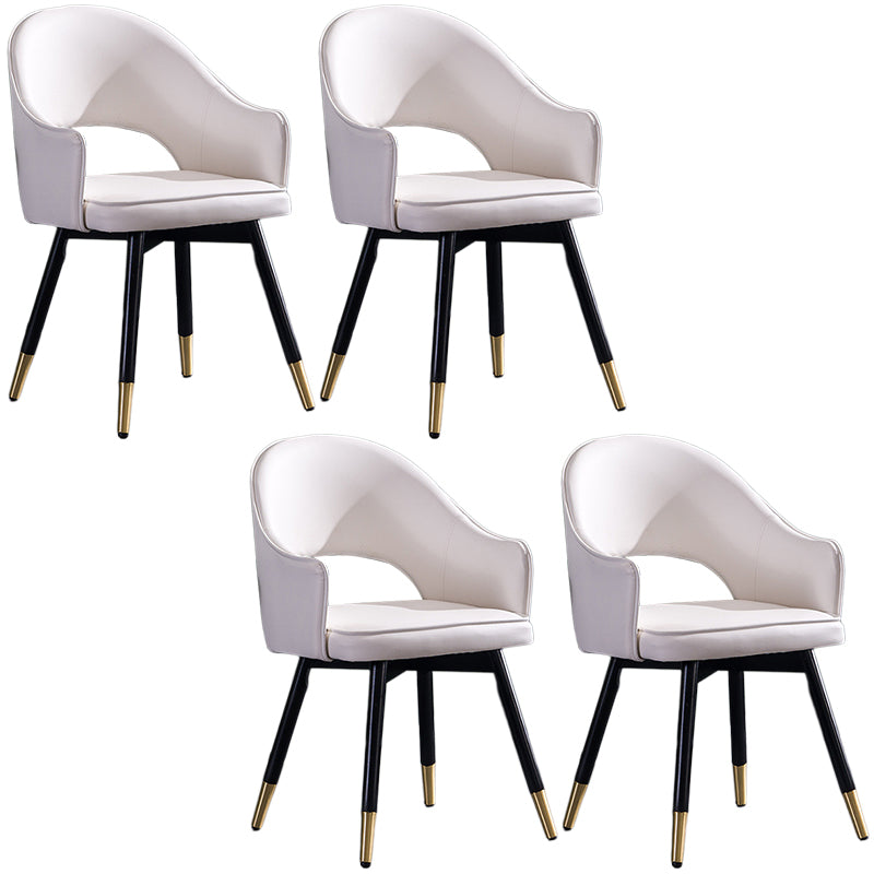 Glam PU Leather Dining Chairs Open Back Dining Side Furniture in Matte Finish White 4 Piece Set Clearhalo 'Dining Chairs' 'Dining Tables & Seating' 'dining_chair' 'furn' 'furn_dining_chair' 'Furniture' 'Kitchen & Dining Furniture' 5409101