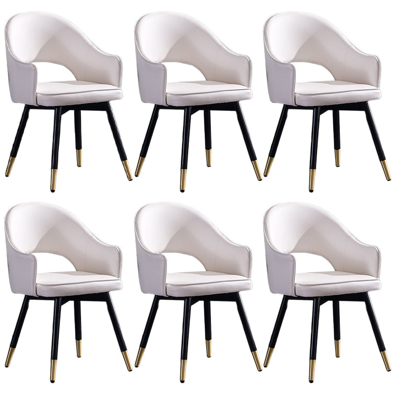 Glam PU Leather Dining Chairs Open Back Dining Side Furniture in Matte Finish White 6 Piece Set Clearhalo 'Dining Chairs' 'Dining Tables & Seating' 'dining_chair' 'furn' 'furn_dining_chair' 'Furniture' 'Kitchen & Dining Furniture' 5409102