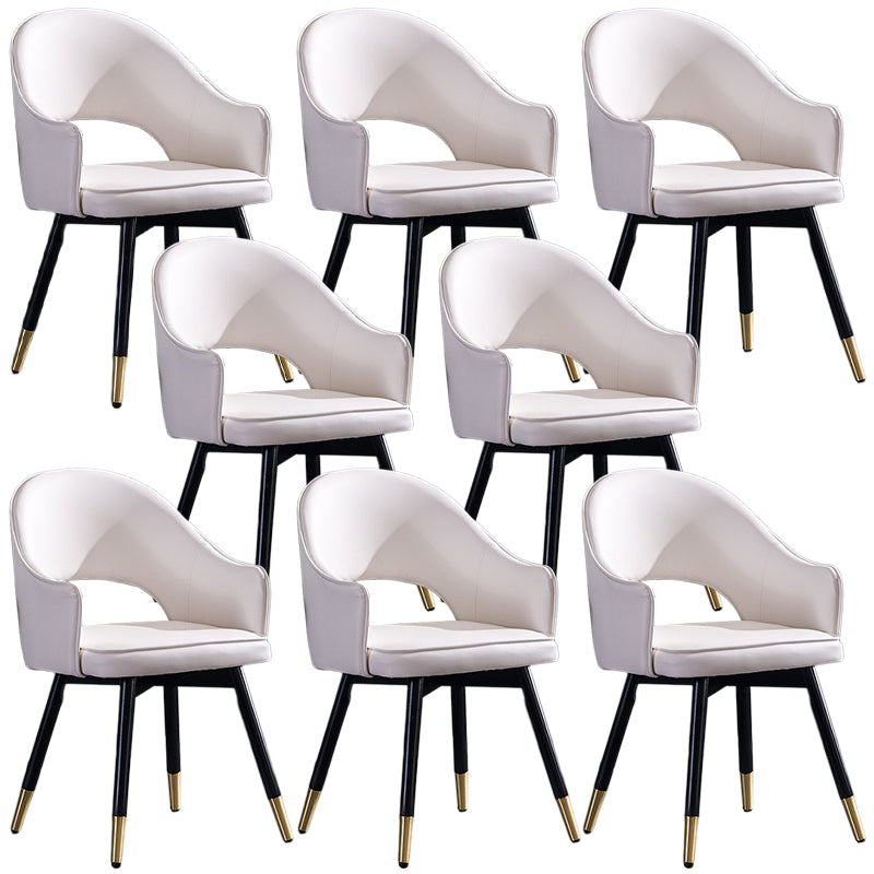 Glam PU Leather Dining Chairs Open Back Dining Side Furniture in Matte Finish White 8 Piece Set Clearhalo 'Dining Chairs' 'Dining Tables & Seating' 'dining_chair' 'furn' 'furn_dining_chair' 'Furniture' 'Kitchen & Dining Furniture' 5409104