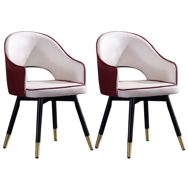Glam PU Leather Dining Chairs Open Back Dining Side Furniture in Matte Finish Red-White 2 Piece Set Clearhalo 'Dining Chairs' 'Dining Tables & Seating' 'dining_chair' 'furn' 'furn_dining_chair' 'Furniture' 'Kitchen & Dining Furniture' 5409113