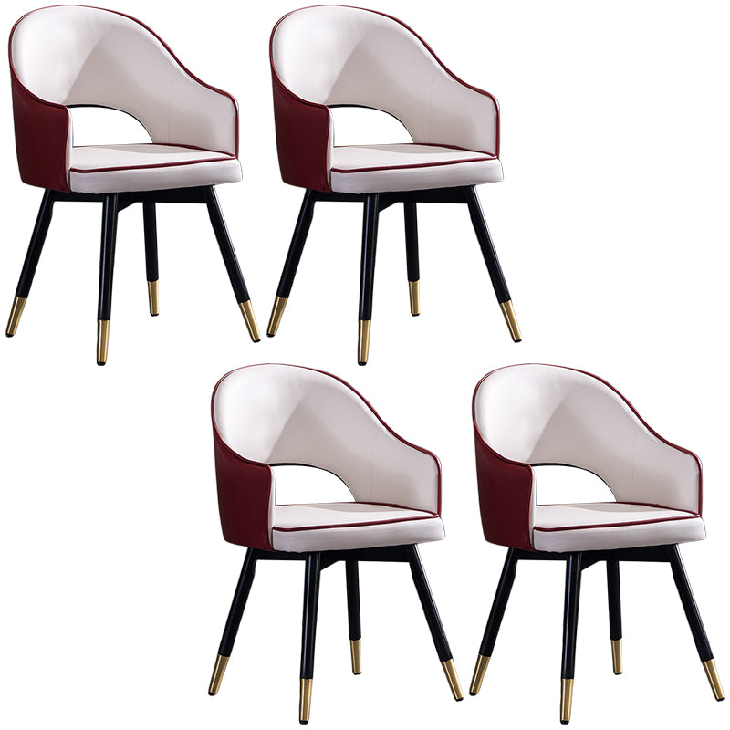 Glam PU Leather Dining Chairs Open Back Dining Side Furniture in Matte Finish Red-White 4 Piece Set Clearhalo 'Dining Chairs' 'Dining Tables & Seating' 'dining_chair' 'furn' 'furn_dining_chair' 'Furniture' 'Kitchen & Dining Furniture' 5409114