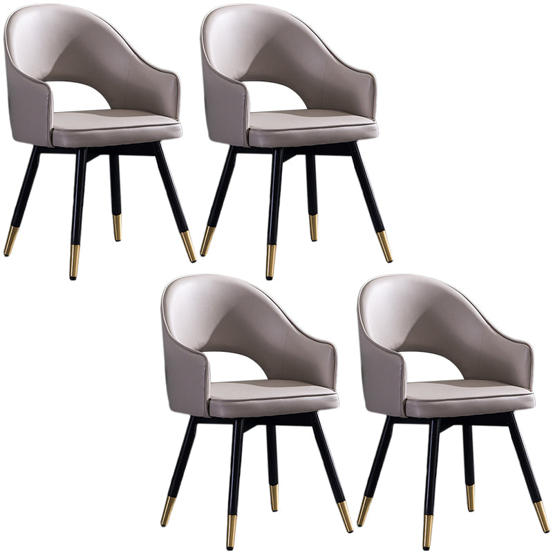 Glam PU Leather Dining Chairs Open Back Dining Side Furniture in Matte Finish Silver Gray 4 Piece Set Clearhalo 'Dining Chairs' 'Dining Tables & Seating' 'dining_chair' 'furn' 'furn_dining_chair' 'Furniture' 'Kitchen & Dining Furniture' 5409118