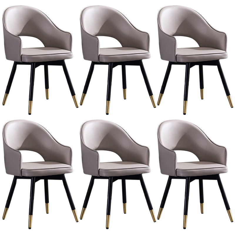 Glam PU Leather Dining Chairs Open Back Dining Side Furniture in Matte Finish Silver Gray 6 Piece Set Clearhalo 'Dining Chairs' 'Dining Tables & Seating' 'dining_chair' 'furn' 'furn_dining_chair' 'Furniture' 'Kitchen & Dining Furniture' 5409119