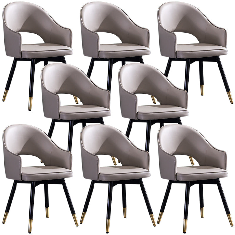 Glam PU Leather Dining Chairs Open Back Dining Side Furniture in Matte Finish Silver Gray 8 Piece Set Clearhalo 'Dining Chairs' 'Dining Tables & Seating' 'dining_chair' 'furn' 'furn_dining_chair' 'Furniture' 'Kitchen & Dining Furniture' 5409120