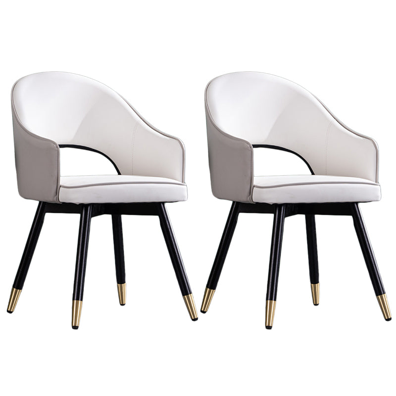 Glam PU Leather Dining Chairs Open Back Dining Side Furniture in Matte Finish Gray-White 2 Piece Set Clearhalo 'Dining Chairs' 'Dining Tables & Seating' 'dining_chair' 'furn' 'furn_dining_chair' 'Furniture' 'Kitchen & Dining Furniture' 5409125