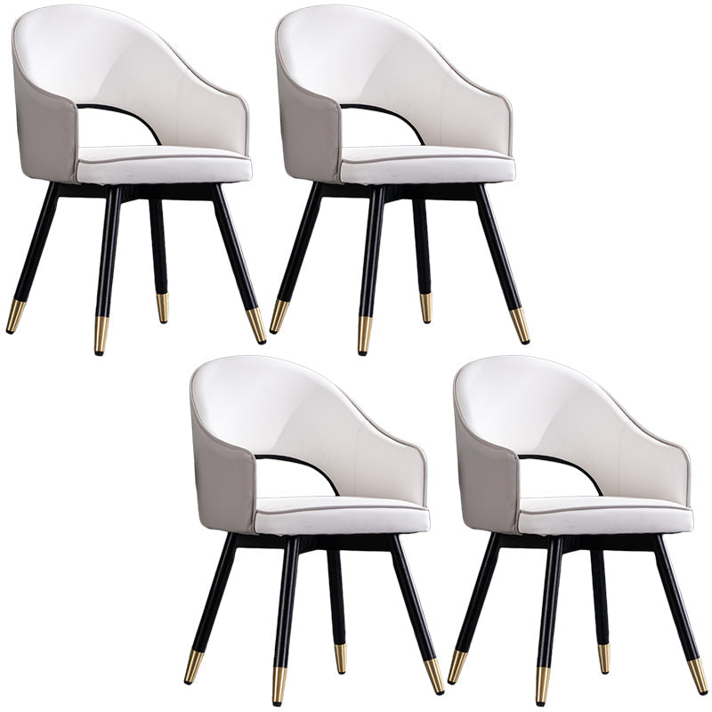 Glam PU Leather Dining Chairs Open Back Dining Side Furniture in Matte Finish Gray-White 4 Piece Set Clearhalo 'Dining Chairs' 'Dining Tables & Seating' 'dining_chair' 'furn' 'furn_dining_chair' 'Furniture' 'Kitchen & Dining Furniture' 5409126