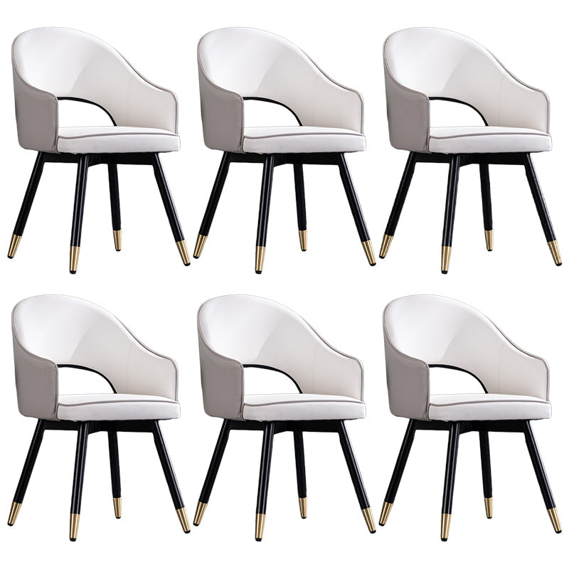 Glam PU Leather Dining Chairs Open Back Dining Side Furniture in Matte Finish Gray-White 6 Piece Set Clearhalo 'Dining Chairs' 'Dining Tables & Seating' 'dining_chair' 'furn' 'furn_dining_chair' 'Furniture' 'Kitchen & Dining Furniture' 5409127