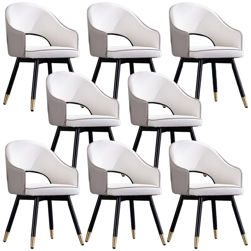 Glam PU Leather Dining Chairs Open Back Dining Side Furniture in Matte Finish Gray-White 8 Piece Set Clearhalo 'Dining Chairs' 'Dining Tables & Seating' 'dining_chair' 'furn' 'furn_dining_chair' 'Furniture' 'Kitchen & Dining Furniture' 5409128