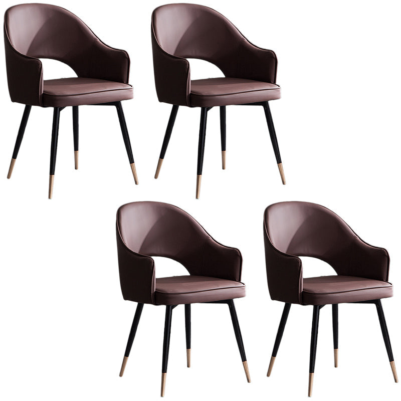 Glam PU Leather Dining Chairs Open Back Dining Side Furniture in Matte Finish Dark Coffee 4 Piece Set Clearhalo 'Dining Chairs' 'Dining Tables & Seating' 'dining_chair' 'furn' 'furn_dining_chair' 'Furniture' 'Kitchen & Dining Furniture' 5409130
