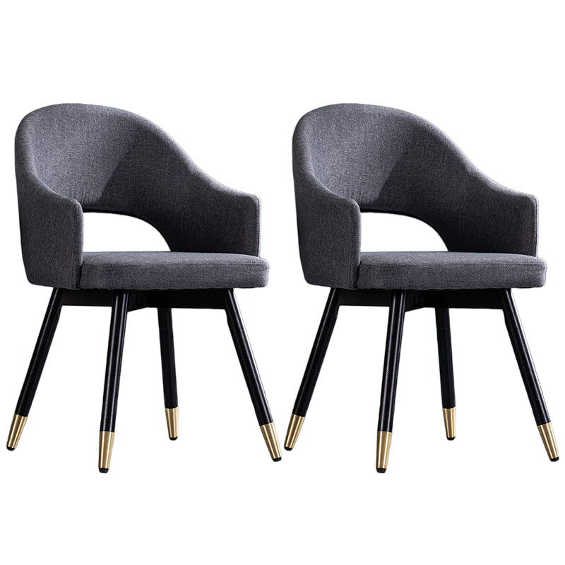Glam PU Leather Dining Chairs Open Back Dining Side Furniture in Matte Finish Dark Gray-Black 2 Piece Set Clearhalo 'Dining Chairs' 'Dining Tables & Seating' 'dining_chair' 'furn' 'furn_dining_chair' 'Furniture' 'Kitchen & Dining Furniture' 5409133