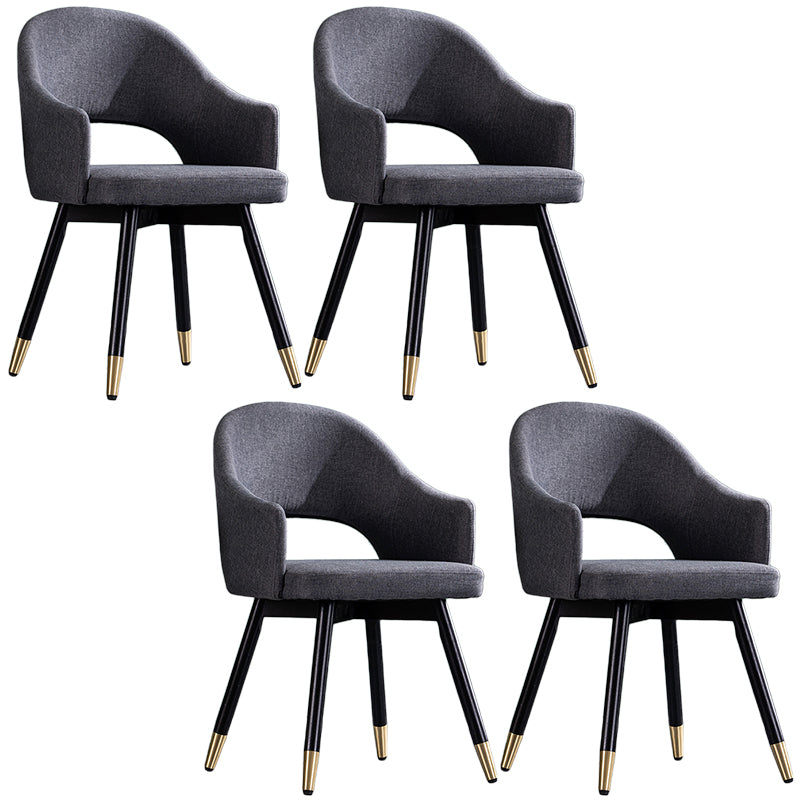 Glam PU Leather Dining Chairs Open Back Dining Side Furniture in Matte Finish Dark Gray-Black 4 Piece Set Clearhalo 'Dining Chairs' 'Dining Tables & Seating' 'dining_chair' 'furn' 'furn_dining_chair' 'Furniture' 'Kitchen & Dining Furniture' 5409134