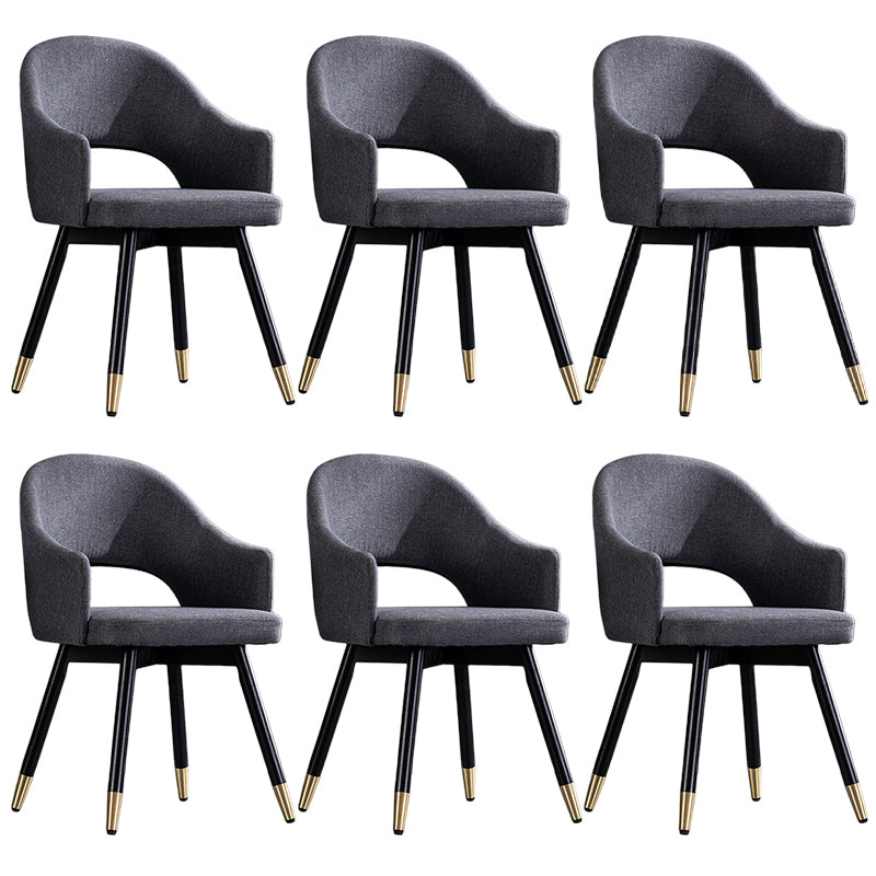 Glam PU Leather Dining Chairs Open Back Dining Side Furniture in Matte Finish Dark Gray-Black 6 Piece Set Clearhalo 'Dining Chairs' 'Dining Tables & Seating' 'dining_chair' 'furn' 'furn_dining_chair' 'Furniture' 'Kitchen & Dining Furniture' 5409135
