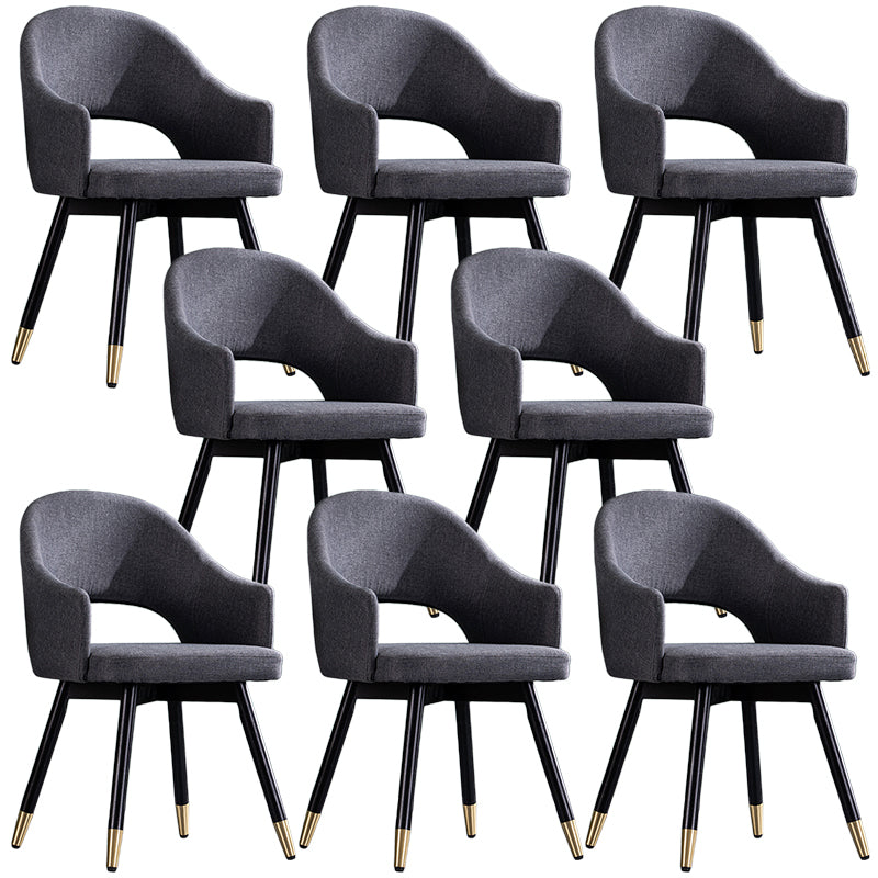 Glam PU Leather Dining Chairs Open Back Dining Side Furniture in Matte Finish Dark Gray-Black 8 Piece Set Clearhalo 'Dining Chairs' 'Dining Tables & Seating' 'dining_chair' 'furn' 'furn_dining_chair' 'Furniture' 'Kitchen & Dining Furniture' 5409136