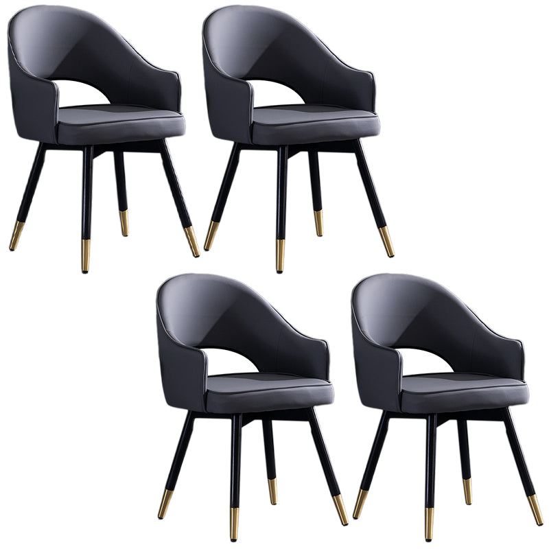 Glam PU Leather Dining Chairs Open Back Dining Side Furniture in Matte Finish Dark Gray-White 4 Piece Set Clearhalo 'Dining Chairs' 'Dining Tables & Seating' 'dining_chair' 'furn' 'furn_dining_chair' 'Furniture' 'Kitchen & Dining Furniture' 5409138
