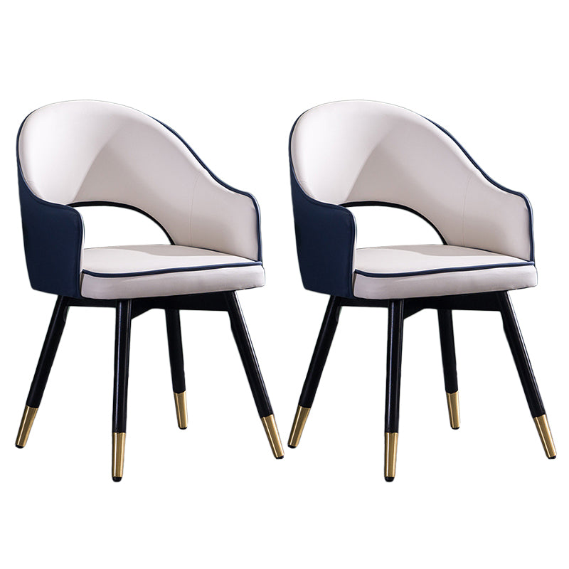 Glam PU Leather Dining Chairs Open Back Dining Side Furniture in Matte Finish Dark Blue-White 2 Piece Set Clearhalo 'Dining Chairs' 'Dining Tables & Seating' 'dining_chair' 'furn' 'furn_dining_chair' 'Furniture' 'Kitchen & Dining Furniture' 5409141