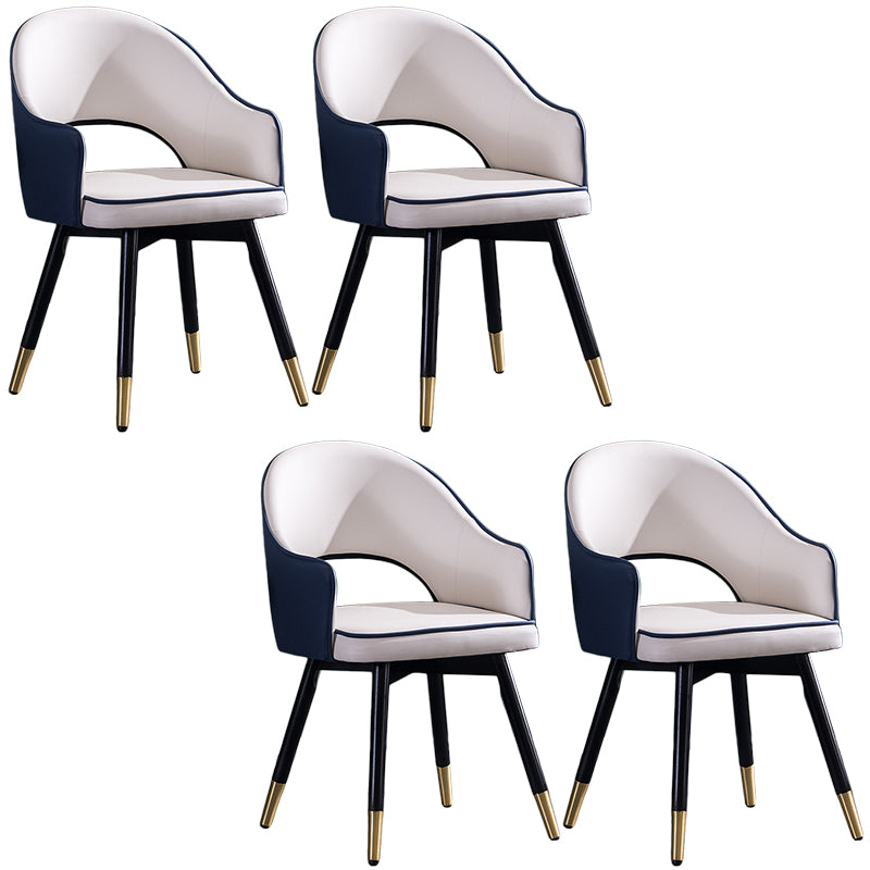 Glam PU Leather Dining Chairs Open Back Dining Side Furniture in Matte Finish Dark Blue-White 4 Piece Set Clearhalo 'Dining Chairs' 'Dining Tables & Seating' 'dining_chair' 'furn' 'furn_dining_chair' 'Furniture' 'Kitchen & Dining Furniture' 5409142