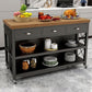 Modern Rolling Kitchen Cart Wood Rectangular Kitchen Island Cart with Drawer