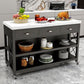 Modern Rolling Kitchen Cart Wood Rectangular Kitchen Island Cart with Drawer