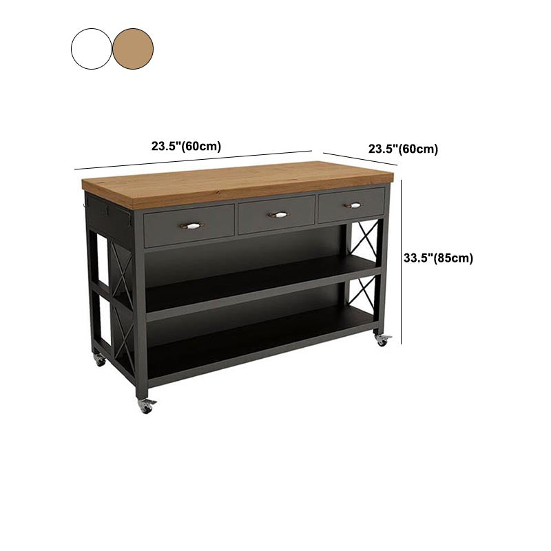 Modern Rolling Kitchen Cart Wood Rectangular Kitchen Island Cart with Drawer