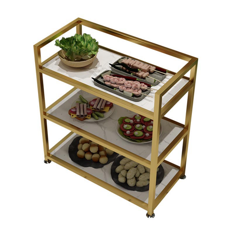 25.59"H Modern Stationary Prep Table Metal Prep Table for Home Use White-Gold Clearhalo 'furn' 'furn_kitchen_islands_carts' 'Furniture' 'Kitchen & Dining Furniture' 'Kitchen Islands & Carts' 'kitchen_islands_carts' 5409182