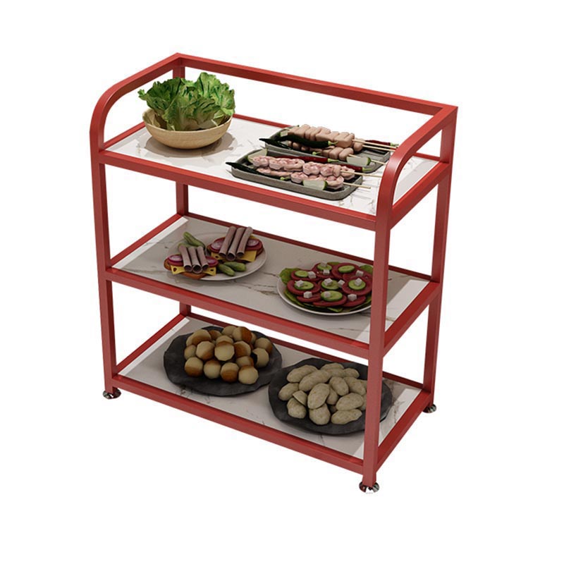 25.59"H Modern Stationary Prep Table Metal Prep Table for Home Use Red-White Clearhalo 'furn' 'furn_kitchen_islands_carts' 'Furniture' 'Kitchen & Dining Furniture' 'Kitchen Islands & Carts' 'kitchen_islands_carts' 5409183