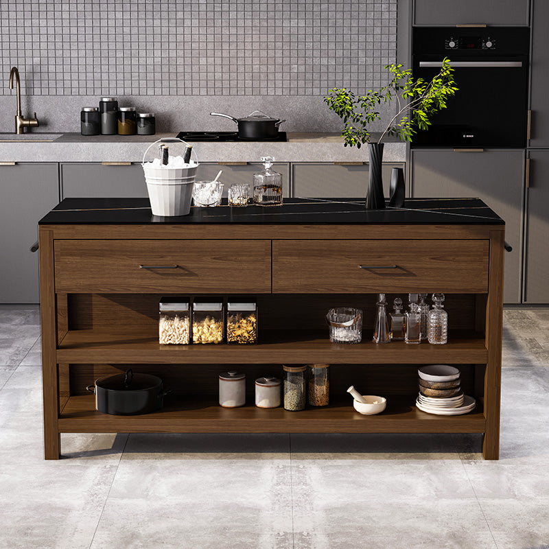 Table îlot de cuisine stationnaire moderne Table de l'îlot de cuisine en pierre fringale avec tiroir