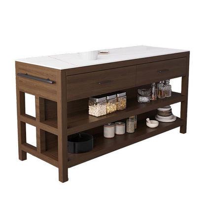 Table îlot de cuisine stationnaire moderne Table de l'îlot de cuisine en pierre fringale avec tiroir