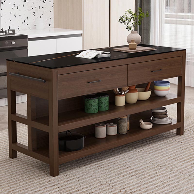 Table îlot de cuisine stationnaire moderne Table de l'îlot de cuisine en pierre fringale avec tiroir