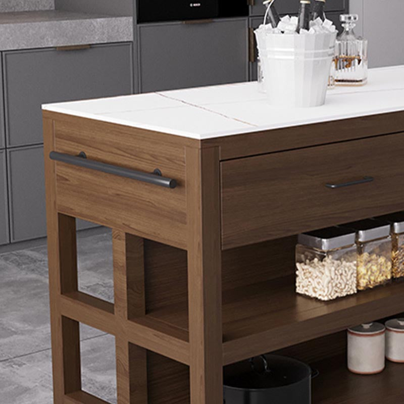 Table îlot de cuisine stationnaire moderne Table de l'îlot de cuisine en pierre fringale avec tiroir