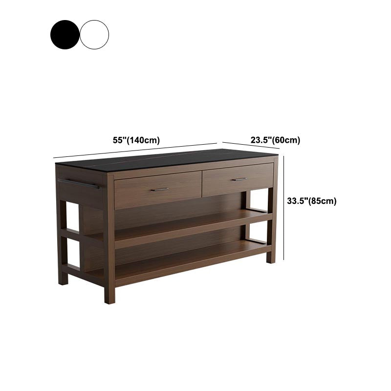 Table îlot de cuisine stationnaire moderne Table de l'îlot de cuisine en pierre fringale avec tiroir