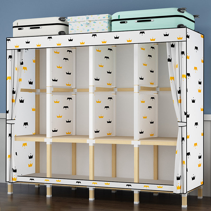 Contemporary Style Wardrobe Armoire Meringue Wood Frame Wardrobe Cabinet for Home