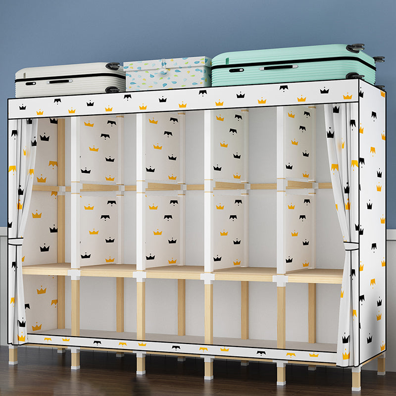 Contemporary Style Wardrobe Armoire Meringue Wood Frame Wardrobe Cabinet for Home