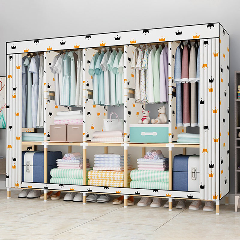 Contemporary Style Wardrobe Armoire Meringue Wood Frame Wardrobe Cabinet for Home