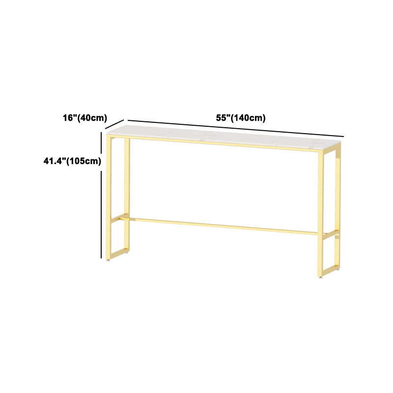 1/4 pièces Glam Glam Iron Bar Table Set Rectangle White Faux Marble Bistro Ensemble avec repose-pieds