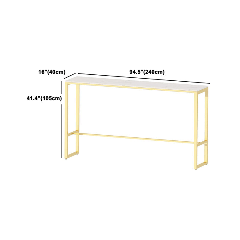 1/4 pièces Glam Glam Iron Bar Table Set Rectangle White Faux Marble Bistro Ensemble avec repose-pieds