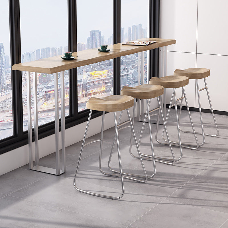 Modern Rectangle Solid Wood Bar Table Set 1/3/5 Pieces Counter Table with Backless Stools Clearhalo 'Bar Furniture' 'furn' 'furn_home_bar_bar_sets' 'Furniture' 'Home Bars & Bar Sets' 'home_bar_bar_sets' 'Kitchen & Dining Furniture' 5409807