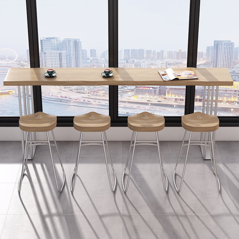 Modern Rectangle Solid Wood Bar Table Set 1/3/5 Pieces Counter Table with Backless Stools 5 Pieces: Table, 4 Stools Clearhalo 'Bar Furniture' 'furn' 'furn_home_bar_bar_sets' 'Furniture' 'Home Bars & Bar Sets' 'home_bar_bar_sets' 'Kitchen & Dining Furniture' 5409808