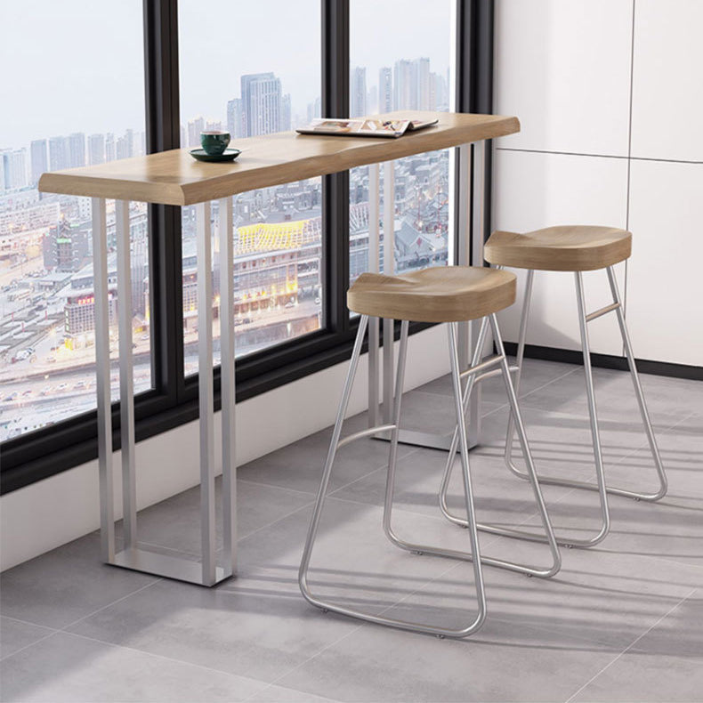 Modern Rectangle Solid Wood Bar Table Set 1/3/5 Pieces Counter Table with Backless Stools 3 Pieces: Table, 2 Stools Clearhalo 'Bar Furniture' 'furn' 'furn_home_bar_bar_sets' 'Furniture' 'Home Bars & Bar Sets' 'home_bar_bar_sets' 'Kitchen & Dining Furniture' 5409812