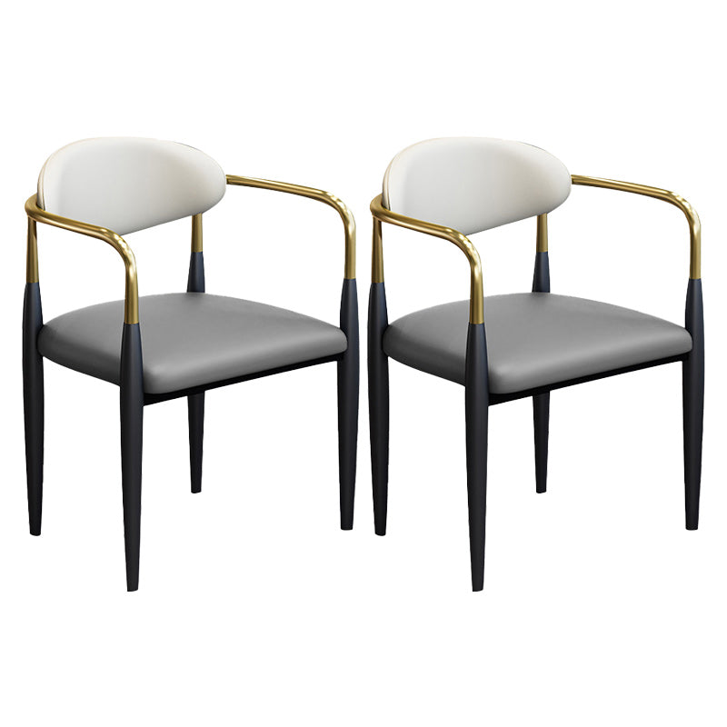 Modern Upholstered Dining Arm Chair Open Back Dining Side Chair Grey 2 Piece Set Clearhalo 'Dining Chairs' 'Dining Tables & Seating' 'dining_chair' 'furn' 'furn_dining_chair' 'Furniture' 'Kitchen & Dining Furniture' 5409825