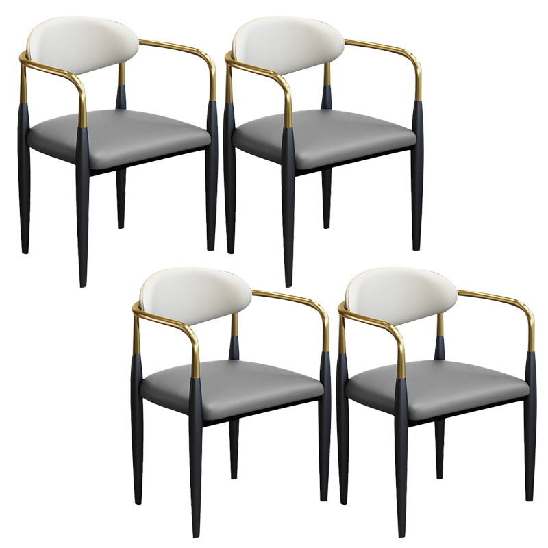 Modern Upholstered Dining Arm Chair Open Back Dining Side Chair Grey 4 Piece Set Clearhalo 'Dining Chairs' 'Dining Tables & Seating' 'dining_chair' 'furn' 'furn_dining_chair' 'Furniture' 'Kitchen & Dining Furniture' 5409826