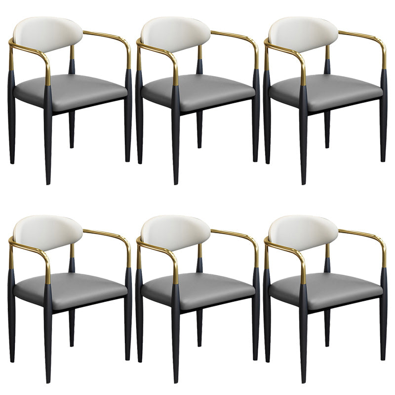 Modern Upholstered Dining Arm Chair Open Back Dining Side Chair Grey 6 Piece Set Clearhalo 'Dining Chairs' 'Dining Tables & Seating' 'dining_chair' 'furn' 'furn_dining_chair' 'Furniture' 'Kitchen & Dining Furniture' 5409829