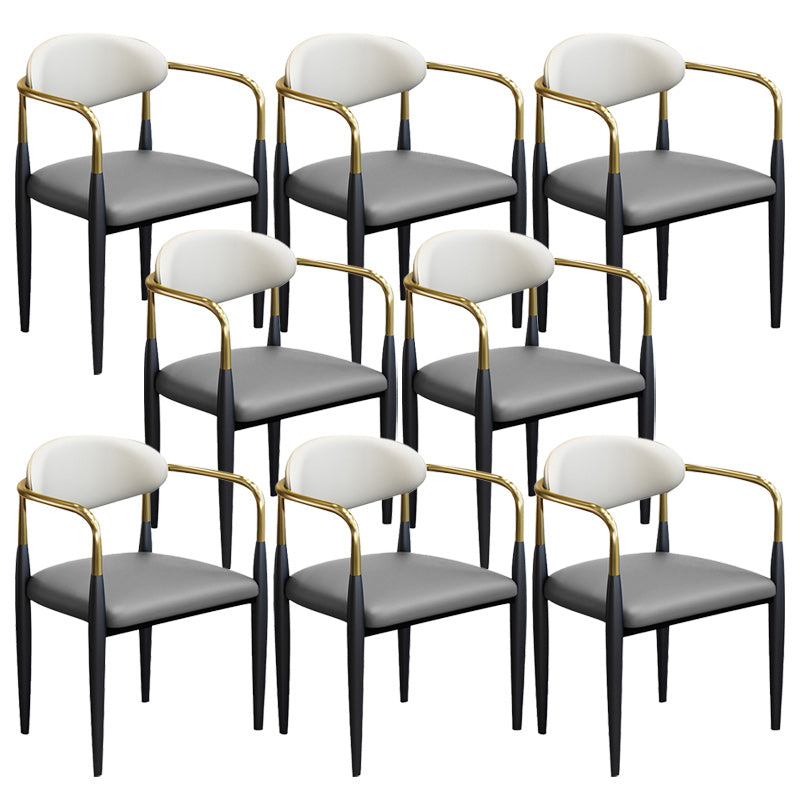 Modern Upholstered Dining Arm Chair Open Back Dining Side Chair Grey 8 Piece Set Clearhalo 'Dining Chairs' 'Dining Tables & Seating' 'dining_chair' 'furn' 'furn_dining_chair' 'Furniture' 'Kitchen & Dining Furniture' 5409831
