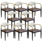 Modern Upholstered Dining Arm Chair Open Back Dining Side Chair Brown 8 Piece Set Clearhalo 'Dining Chairs' 'Dining Tables & Seating' 'dining_chair' 'furn' 'furn_dining_chair' 'Furniture' 'Kitchen & Dining Furniture' 5409839