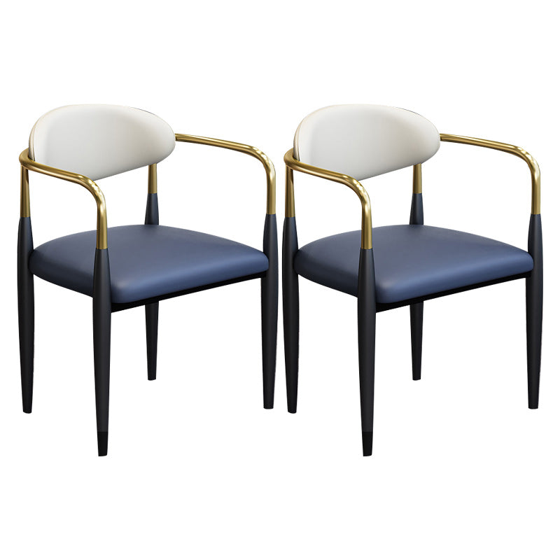 Modern Upholstered Dining Arm Chair Open Back Dining Side Chair Blue 2 Piece Set Clearhalo 'Dining Chairs' 'Dining Tables & Seating' 'dining_chair' 'furn' 'furn_dining_chair' 'Furniture' 'Kitchen & Dining Furniture' 5409840