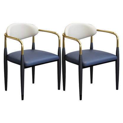 Modern Upholstered Dining Arm Chair Open Back Dining Side Chair Blue 2 Piece Set Clearhalo 'Dining Chairs' 'Dining Tables & Seating' 'dining_chair' 'furn' 'furn_dining_chair' 'Furniture' 'Kitchen & Dining Furniture' 5409840