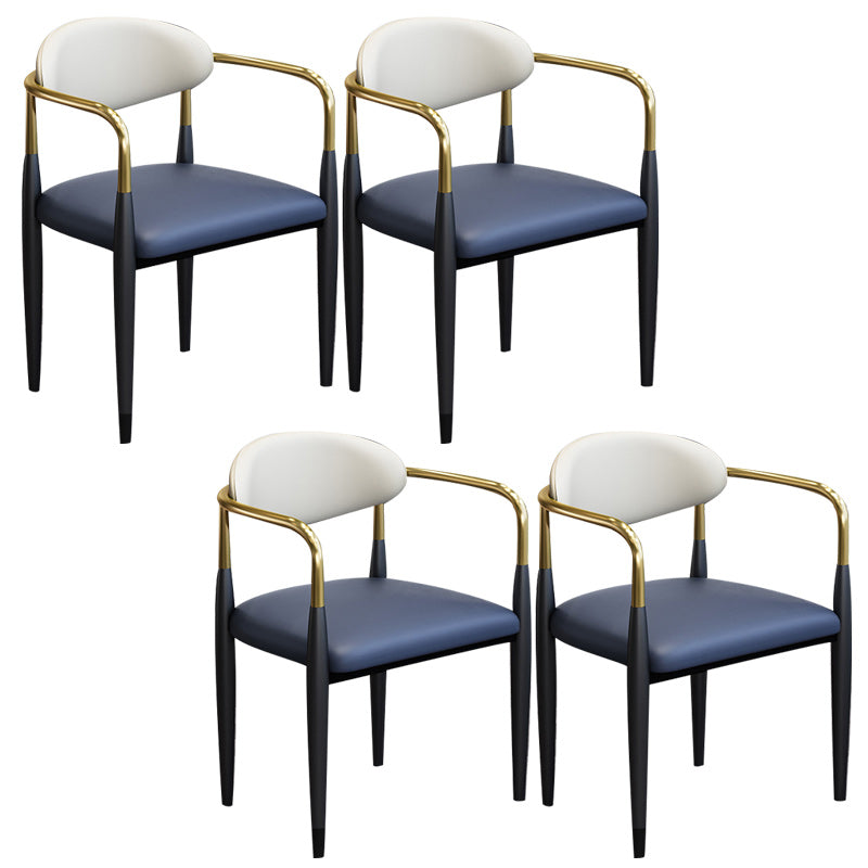 Modern Upholstered Dining Arm Chair Open Back Dining Side Chair Blue 4 Piece Set Clearhalo 'Dining Chairs' 'Dining Tables & Seating' 'dining_chair' 'furn' 'furn_dining_chair' 'Furniture' 'Kitchen & Dining Furniture' 5409843