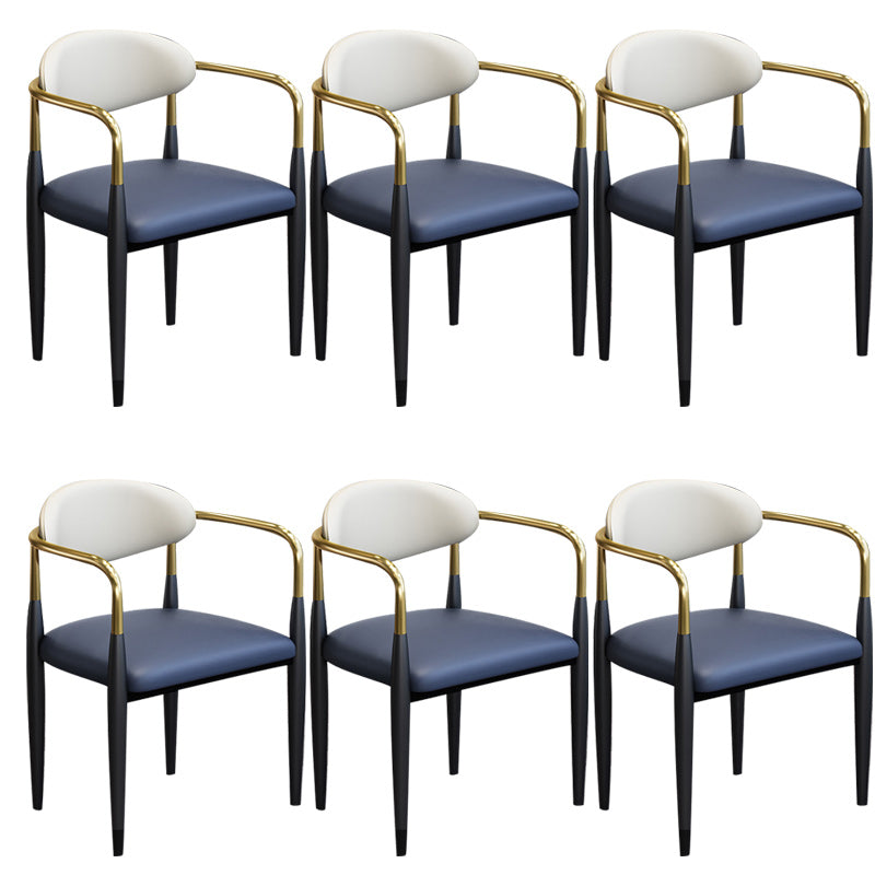 Modern Upholstered Dining Arm Chair Open Back Dining Side Chair Blue 6 Piece Set Clearhalo 'Dining Chairs' 'Dining Tables & Seating' 'dining_chair' 'furn' 'furn_dining_chair' 'Furniture' 'Kitchen & Dining Furniture' 5409844