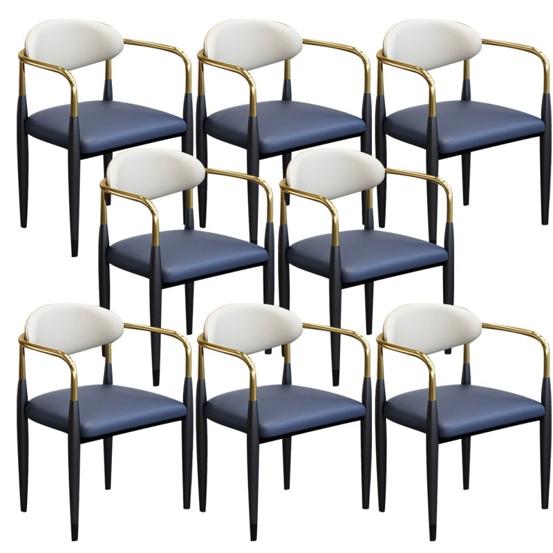Modern Upholstered Dining Arm Chair Open Back Dining Side Chair Blue 8 Piece Set Clearhalo 'Dining Chairs' 'Dining Tables & Seating' 'dining_chair' 'furn' 'furn_dining_chair' 'Furniture' 'Kitchen & Dining Furniture' 5409845