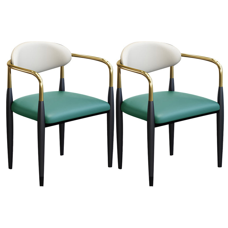 Modern Upholstered Dining Arm Chair Open Back Dining Side Chair Green 2 Piece Set Clearhalo 'Dining Chairs' 'Dining Tables & Seating' 'dining_chair' 'furn' 'furn_dining_chair' 'Furniture' 'Kitchen & Dining Furniture' 5409846